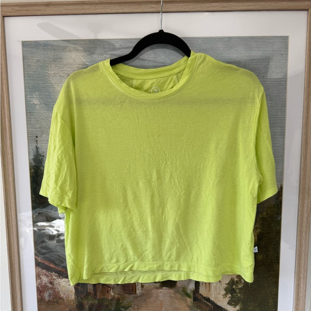 Bright Lime Green Cropped Workout T-Shirt